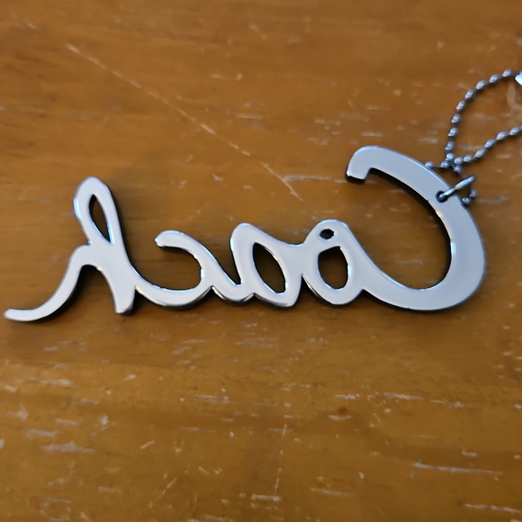 Coach Poppy Script Black and Silver Hangtag Keychain  - Large - Picture 3 of 3